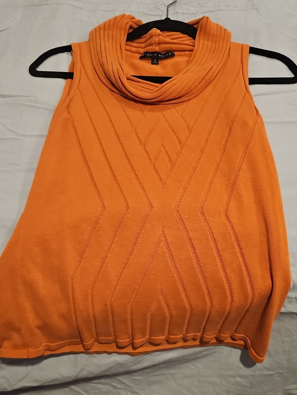 ANTONIO MELANI Orange Sleeveless Cowl Neck Knit Top